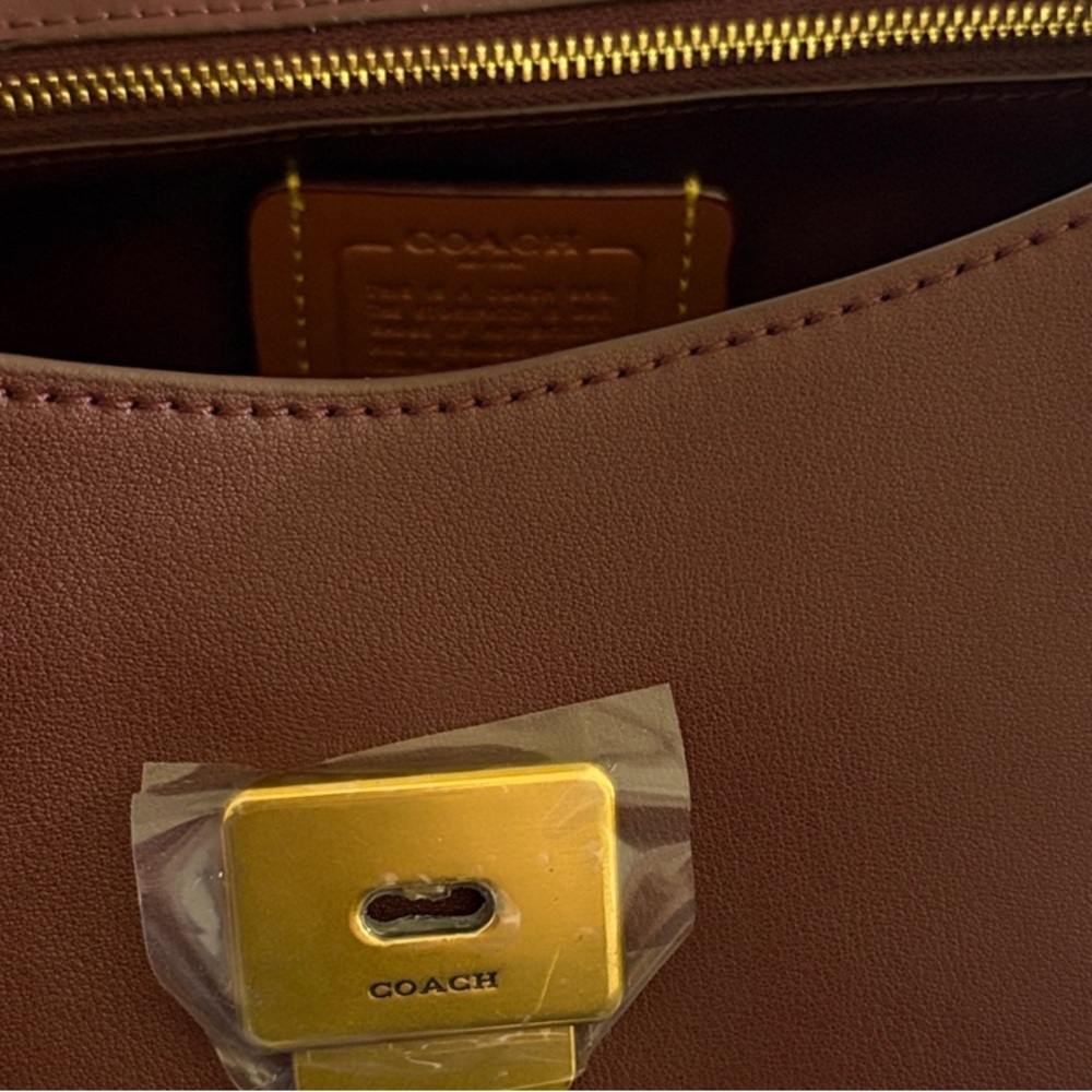 Coach Burgundy Top-Handle Satchel with Crossbody & Gold Hardware - Picture 6 of 6